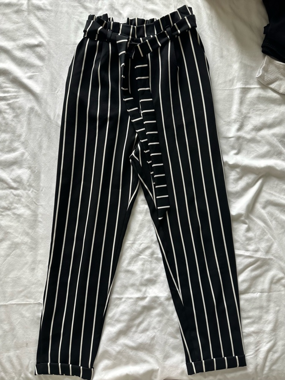 Pull&Bear Black Pants with White Pinstripe Detail
